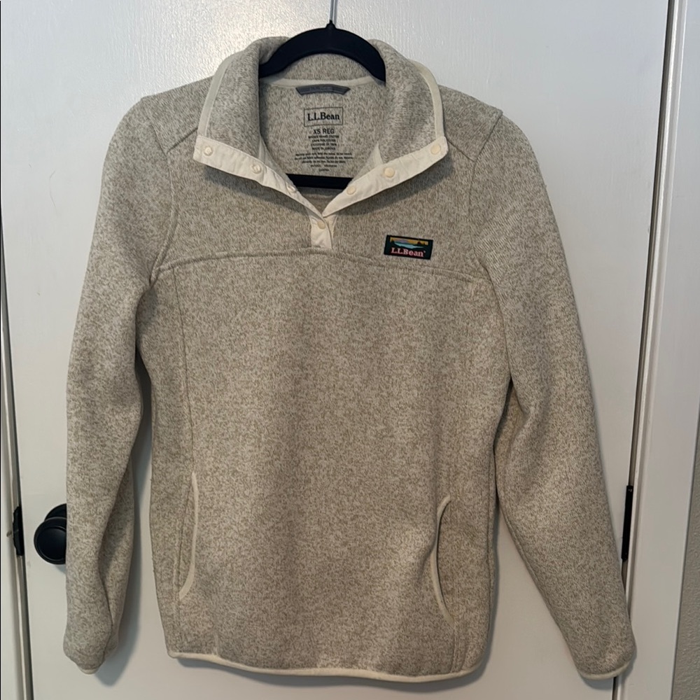 L.L. Bean Cream Quarter-Zip Fleece
